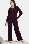 Zivame Cosy Rib Knit Poly Winterwear Set - Pickled Beet — thumbnail 2